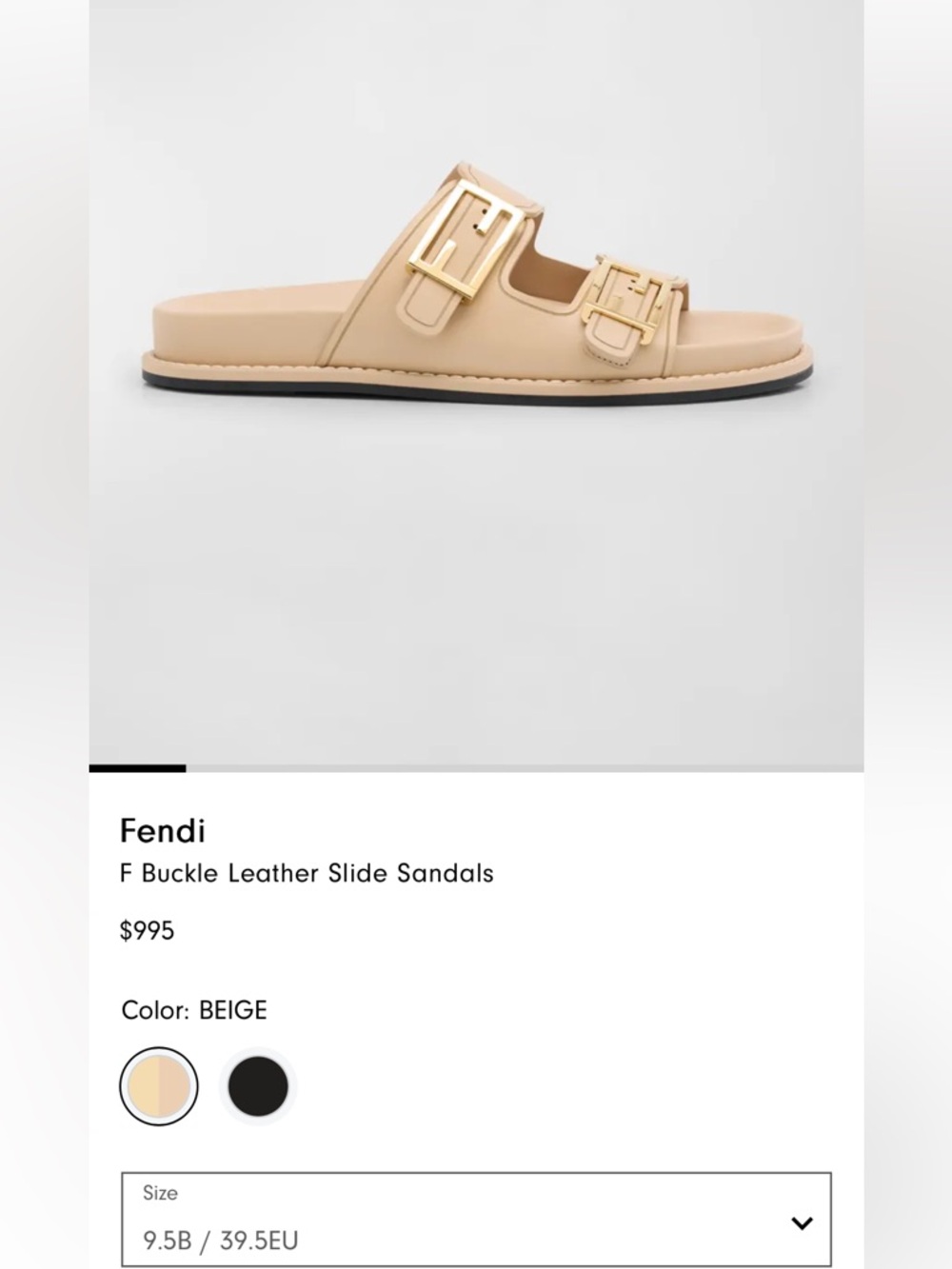 Fendi
F Buckle Leather Slide Sandals
$995
Color:BEIGE
Gently used
9.5B / 39.5EU - Picture 7 of 16